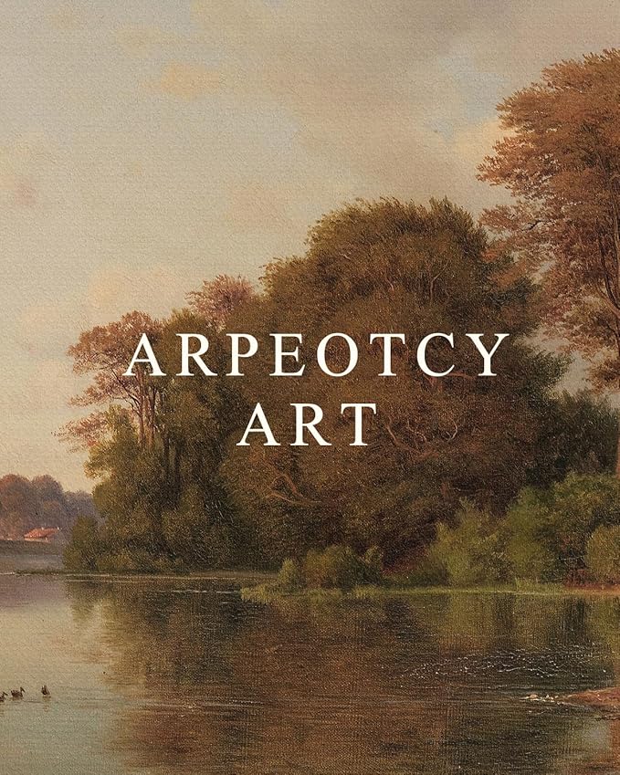 ARPEOTCY Vintage Framed Canvas Wall Art, Fall Living Room Autumn Scenery Pictures Wall Decor, Prints Art, Kitchen Landscape Paintings Farmhouse Retro Country Pictures, 9x11 Inch