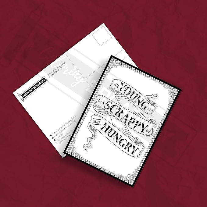 Coloring Broadway - Hamilton Inspired Coloring Postcards (Set of 4), Young, Scrappy & Hungry Musical Merchandise, Printed on Matte Card Stock (5" x 7"), Perfect for a Broadway Theater Lover