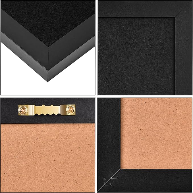 2PCS Black Bulletin Boards Cork Board with Felt, 15"x11" Small Display Pin Board Vision Board for Walls, Jewelry, Notes, Collection, Photos, Office, Wood Framed(Black) & Felt(Black), 2p