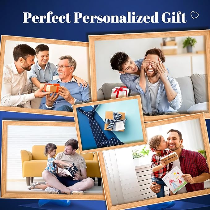 Personalized Gifts for Dad from Daughter Son, Custom Picture Frames with Photo, Customized Photo Frame with Night Light, Personalized Dad Birthday Gifts for Dad Baby Kids Family
