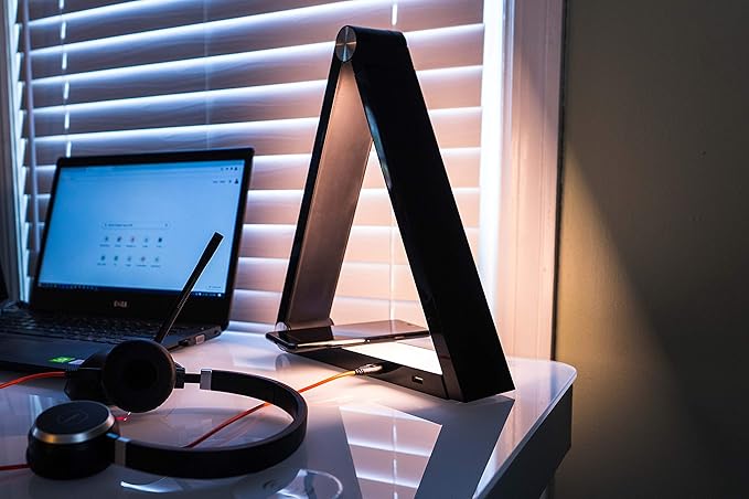Modern LED Desk Lamp with Dimmable Light Control Wireless Charging and 2 USB Ports for Home Office Dorms Bedroom Reading Light (Black)