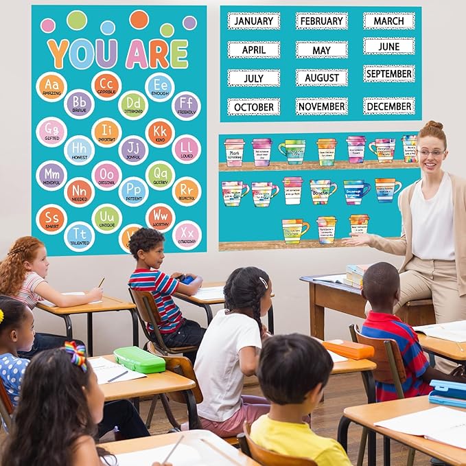 Qyeahkj 17.7in x 20ft Bulletin Board Paper Roll Bulletin Board Background Paper Fade Resistant Classroom Decoration Poster Art Craft Home Wall Education Decor Supplies Teal Blue