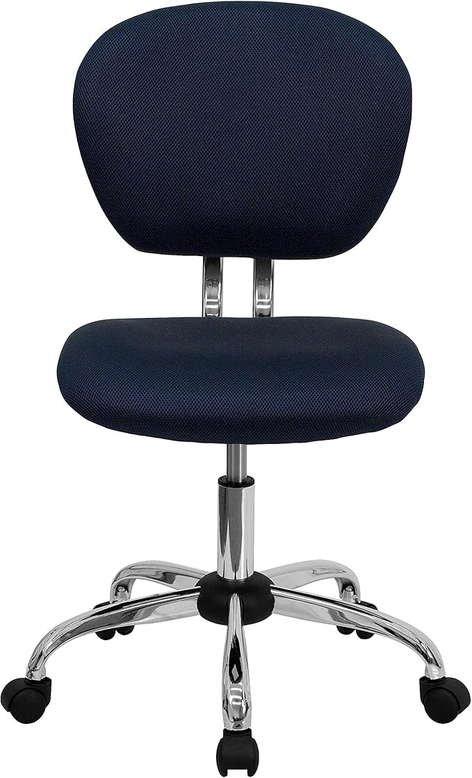 Flash Furniture Beverly Mid-Back Navy Mesh Padded Swivel Task Office Chair with Chrome Base