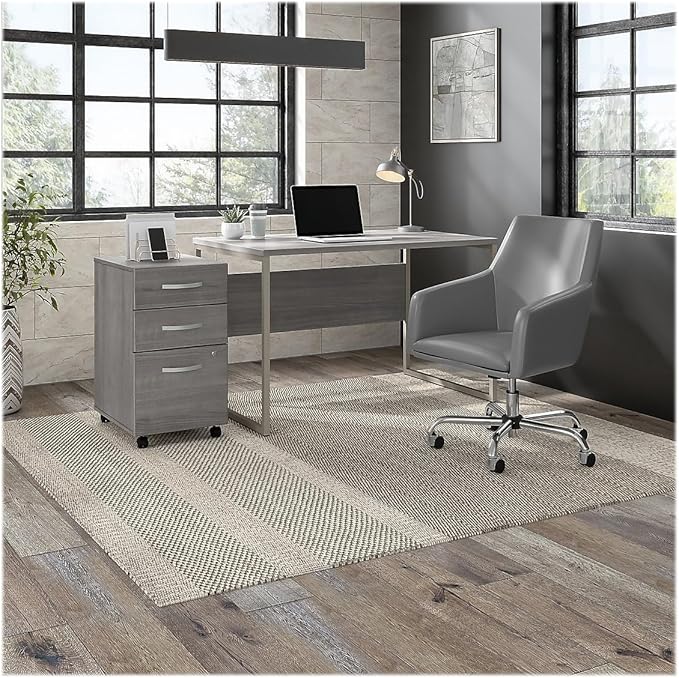 Bush Business Furniture Hybrid 3 Drawer Mobile File Cabinet-Assembled, Platinum Gray