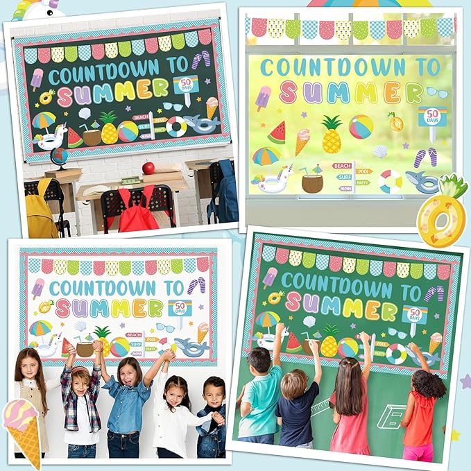 End of Year Bulletin Board Kit Countdown to Summer Classroom Decoration Summer Bulletin Board Set Ocean Beach It’s The Final Countdown Paper Cutouts for Home School Classroom Wall Decor Supply