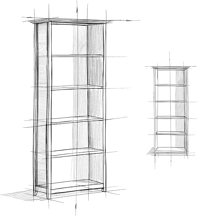 SIMPLIHOME Amherst Bookcase - 70 inch Tall 5-Shelf Solid Wood Bookshelf in White, Transitional Storage for Living Room, Study Room or Office with Adjustable Shelves and Tapered Legs