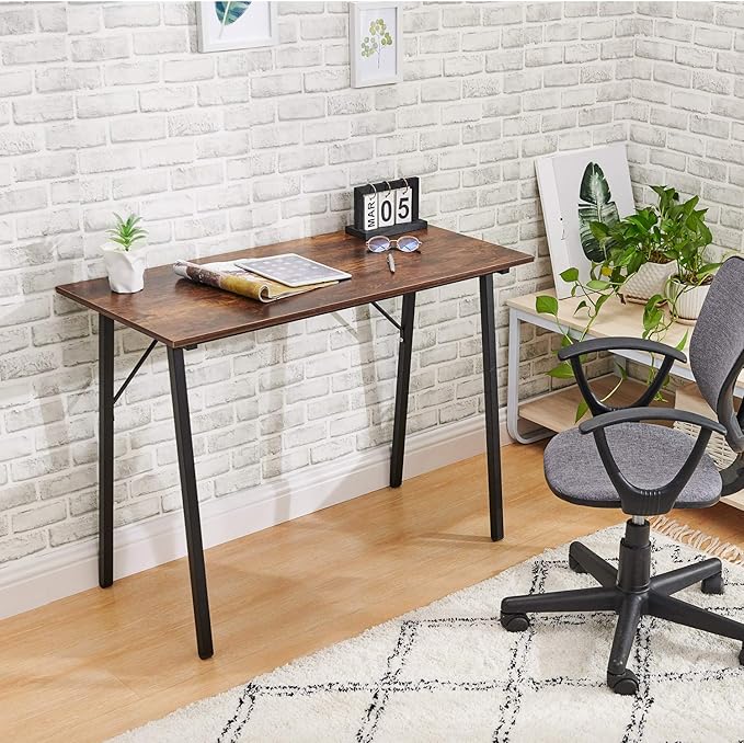 Coavas Computer Desk 40" Small Student School Writing Desk, Easy Assembly Study Writing Table Home Office Desk Modern Simple Style PC Desk for Small Space, Study Kids Black Desk, Metal Frame