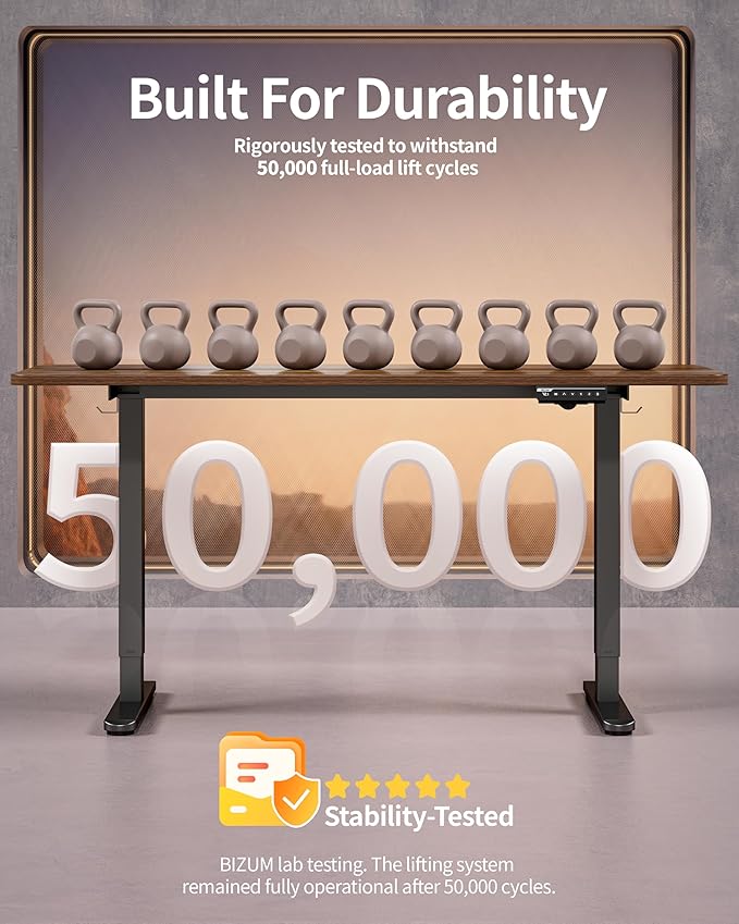 BIZUM Electric Standing Desk 60 x 24 Inch Computer Desk-Gaming Desk Dark Walnut Home Office Desks Height Adjustable Memory Stand Up Computer Workstation