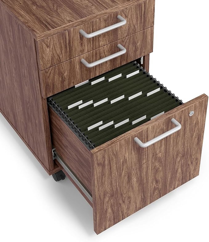 Union & Scale Essentials Mobile Pedestal File, Left Or Right, 3-Drawers: Box/Box/File, Legal/Letter, Espresso, 15.6" X 21.3" X 24.3"