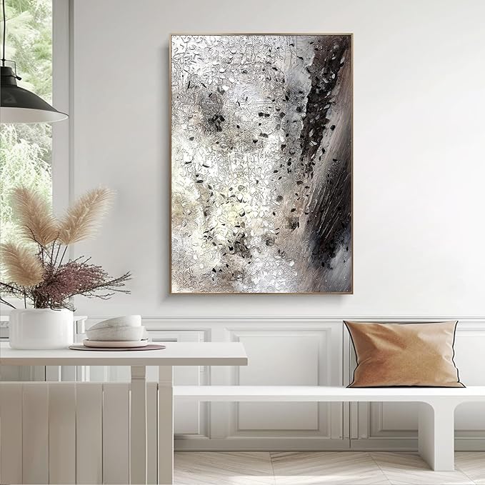 BrightA Large hand-painted abstract wall art piece. Modern style texture relief decoration. Key wall decoration for the living room 55.1"x78.7"