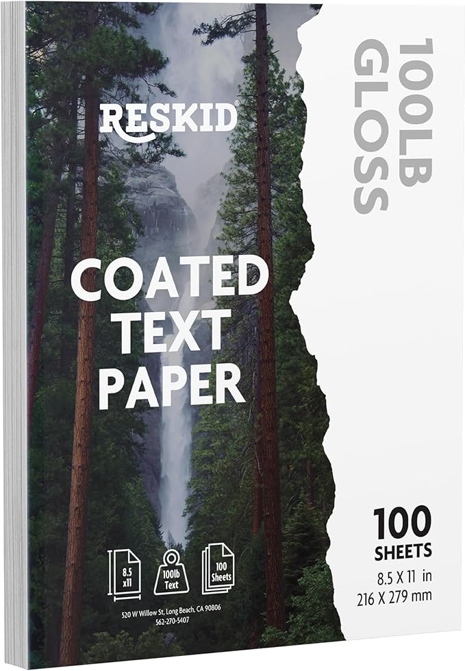 Double-Sided 100lb Gloss Text Digital C2S Paper – Perfect for Color Laser Printing, Design Proposals, Flyers, Brochures | 8.5 x 11 | 100lb Gloss Text | Glossy Coated | 100 Sheets (100lb Gloss, 8.5x11)