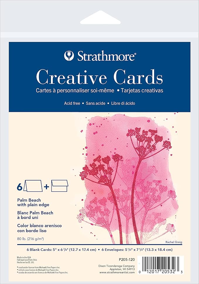 Strathmore Creative Cards, Palm Beach with Plain Edge, 5x6.875 inches, 6 Pack, Envelopes Included - Custom Greeting Cards for Weddings, Events, Birthdays