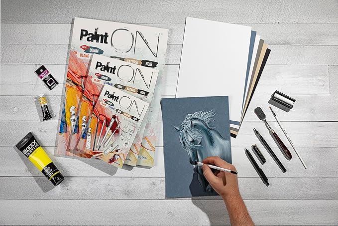 Clairefontaine - Ref 975411C - Paint'ON Multi-Technique Assorted Colour Paper Pad (24 Sheets) - A3 Size, 250gsm Heavyweight Paper, Slight Rough Grain, Acid Free, pH Neutral