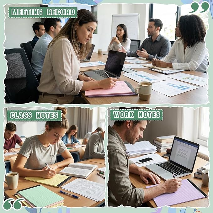 Fuutreo 8 Pcs 8.5'' x 11'' Colored Legal Pad 50 Sheets Per Writing Pads Narrow Ruled Notepad Perforated Writing Notepad Office Supplies for College Office Business (Childlike Color)