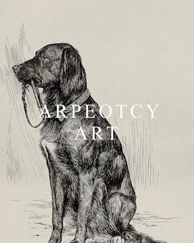 ARPEOTCY Vintage Framed Canvas Wall Art, Dog Art Print for Home Decor Aesthetic, Rustic Vintage Animal Large Wall art for Living Room, Bedroom, Office, 16x24 Inch