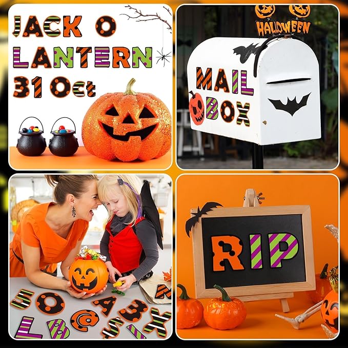 260 PCS Bulletin Board Letters for Classroom 4” Letters Combo Pack Set Thanksgiving Halloween Classroom Decorations Alphabet Numbers Symbols Letters for Bulletin Board Cutouts Card for Classroom Decor