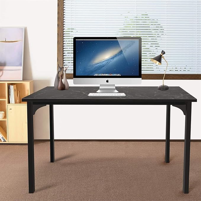 Office Desk 47 Inch Home Office PC Desk for Working Studying Writing or Gaming Modern Minimalist Laptop Workstation Writing Desk, Stable Black Steel Tube Frame Study Writing PC Desk (Color : B)