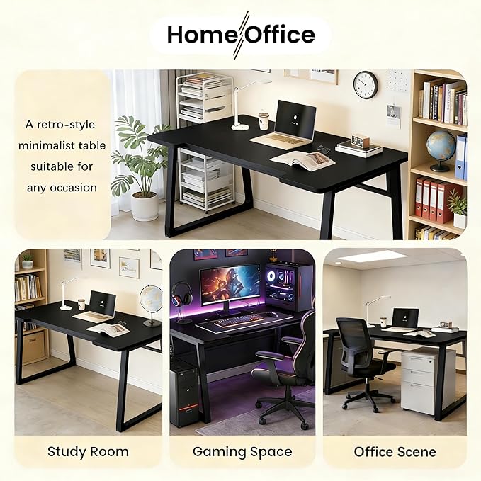 Computer Desk 39.4 Inch Small Office Desk with Wood Top and Metal Frame, Study Writing Desk for Home, Bedroom, Gaming, U-Shaped Leg Design, Modern Simple