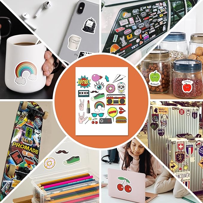 HTVRONT Sublimation Sticker Paper - 20 Pcs Glossy Transparent Waterproof Sublimation Stickers