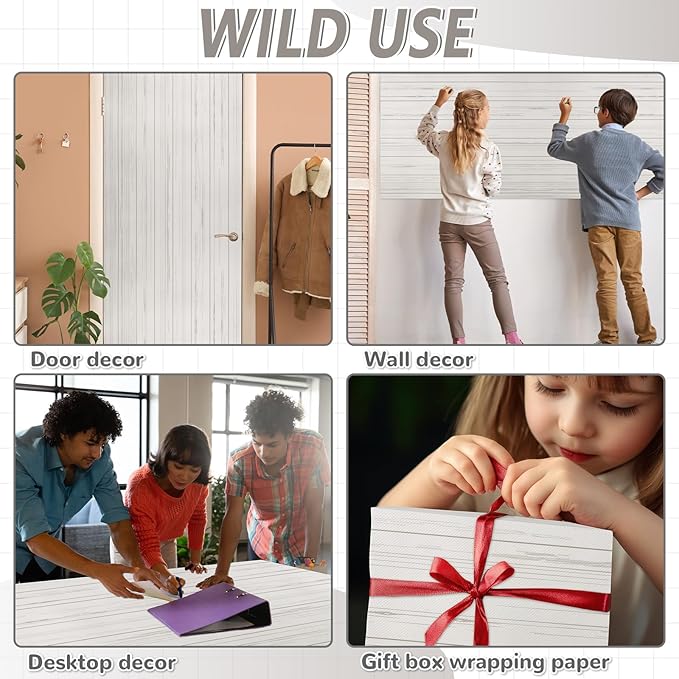 White Wood Bulletin Board Roll Wood Grain Classroom Decoration White Non-Woven Fabric Bulletin Board Background Reusable Waterproof Erasable Wall Decor for Arts Crafts Classroom Supplies 15.75" x 20ft