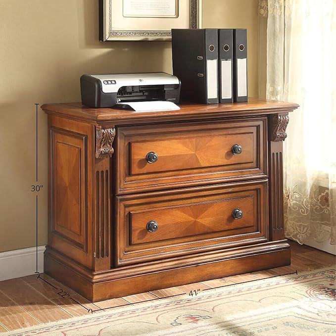 Parker House 2 Drawers 30" Lateral Brown Wood Filing Cabinet Easy Assembly Stationary for Home, Office