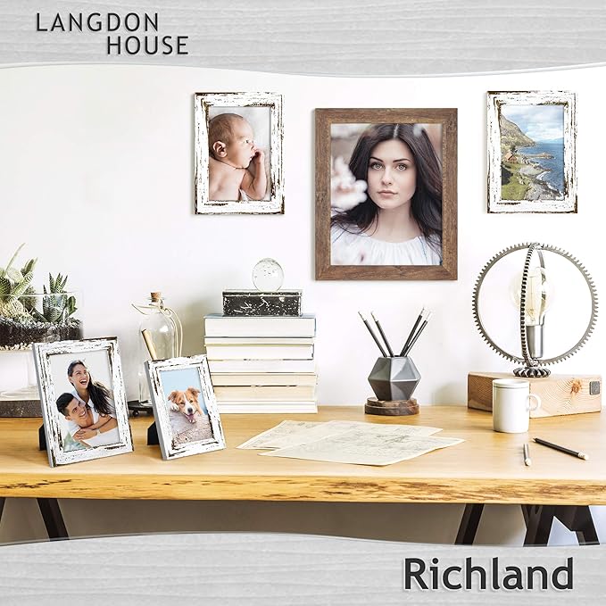 Langdon House 8x10 Picture Frames (Rustic Brown, 6 Pack) Traditional Wood-Like Photo Frames for Any Décor Style, Richland Collection