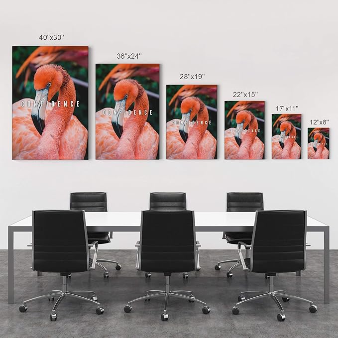 Smile Art Design Confidence Lettering Beautiful Flamingo Motivational Wall Art Canvas Print Inspirational Wall Art Entrepreneur Quote Office Living Room Decor Artwork Gift Ready to Hang 12x8