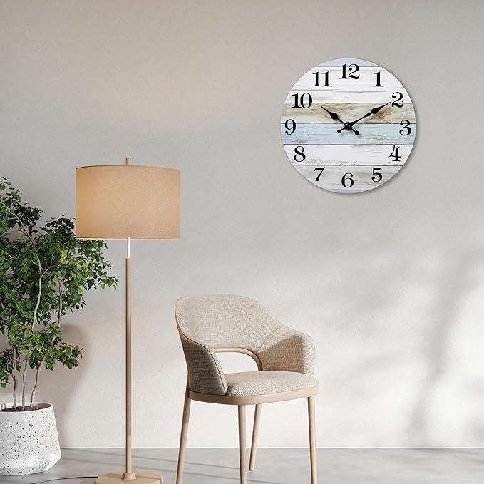 HYLANDA Wall Clock, Wall Clocks Battery Operated Silent Non Ticking, Rustic Clocks Decorative for Kitchen, Bathroom, Bedroom, Living Room, (8 Inch)