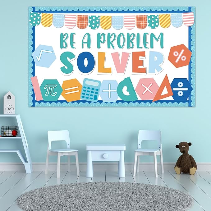 gisgfim Math Bulletin Board Decorations Be a Problem Solving Paper Cutouts Mathematics Symbol Math Signs Bulletin Board Set for Classroom Elementary Preschool Back to School Wall Door Decor Supplies