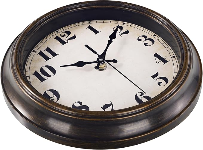 Vintage Wall Clock 8 Inch Retro Silent Small Wall Clocks Battery Operated for Kitchen Bathroom Bedroom Home Decor (Bronze)