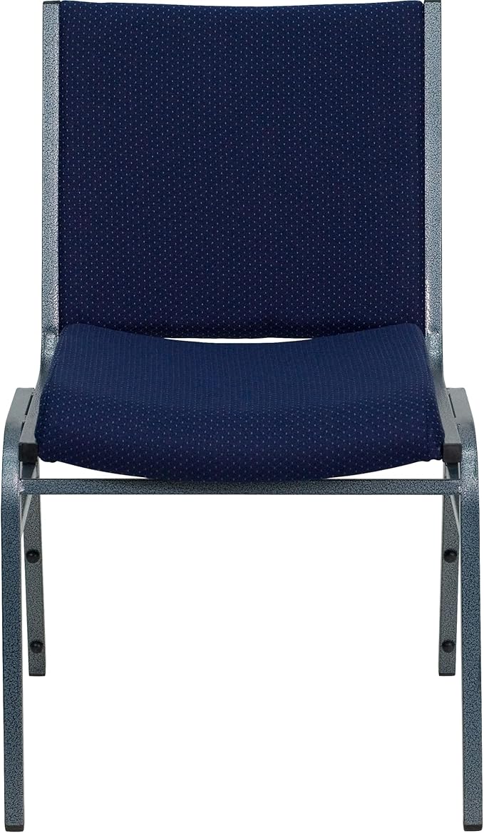 Flash Furniture HERCULES Series Heavy Duty Navy Blue Dot Fabric Stack Chair with Ganging Bracket