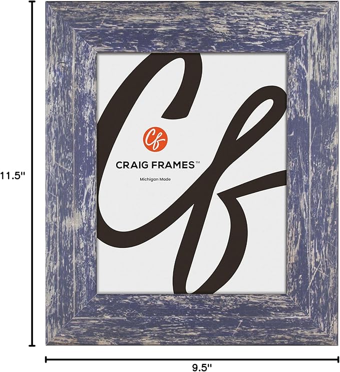 Craig Frames American Barn, 6x8 Picture Frame, Faux Barnwood, Blue