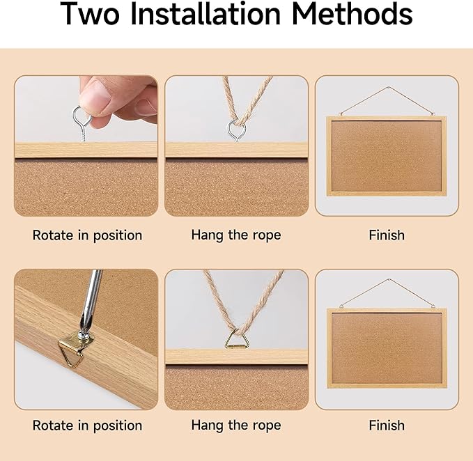 Cork Bulletin Board, 11x14 Inches Hanging Cork Board Wooden Framed with Pins for Wall, Dorm Room, Office, Home Decor – Natural Cork & Black Frame