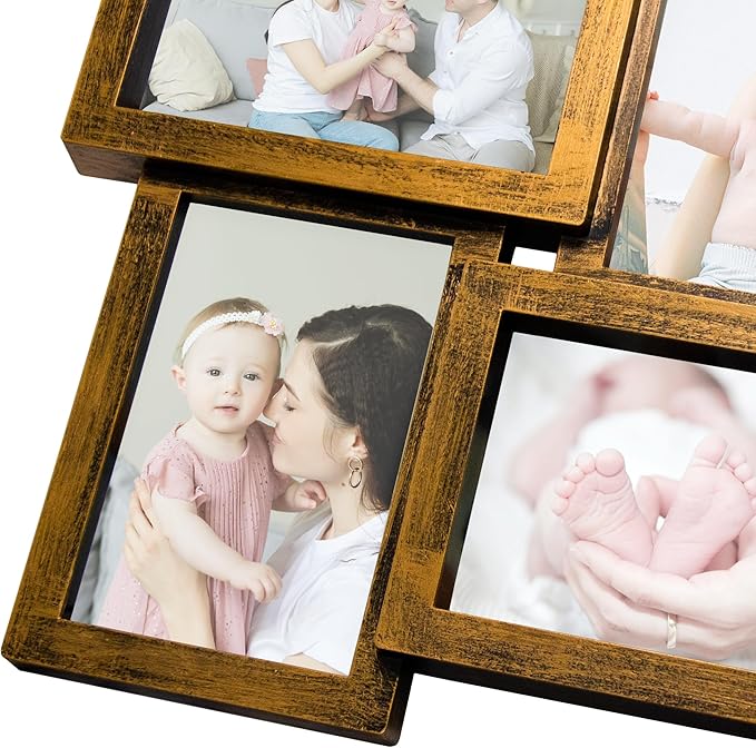 HELLO LAURA 21 Opening Photo Collage Frame for Wall - 4x6 Picture Frame Display Multiple Photos - Family Picture Frames Wall Decor for Home - Gold