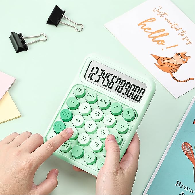 Mr. Pen- Mechanical Switch Calculator, 12 Digits, Large LCD Display, Green Calculator Big Buttons