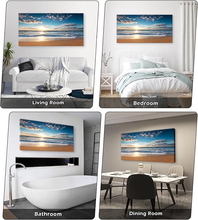 YYYYHPP YP1998 Beach Pictures Wall Art Beach Sunrise Over The Tropical Sea Pictures Print on Canvas Beach Wall Decor Beach Paintings for Home Decor Stretched and Framed Easy to Hang