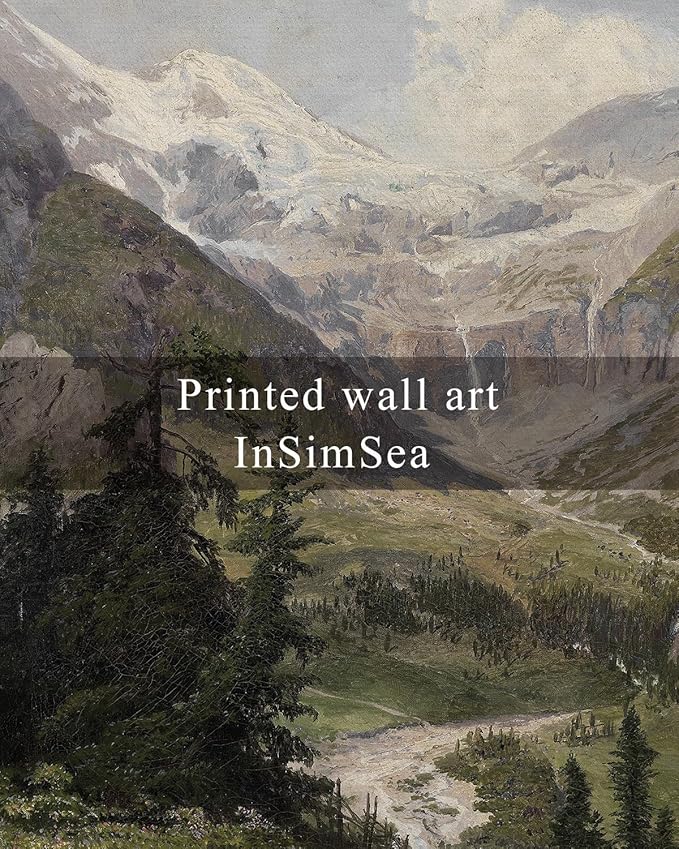 InSimSea Framed Canvas Wall Art Vintage Decor, Mountain Pictures Living Room Decor Aesthetic, Bedroom Bathroom Summer Landscape Wall Pictures, 8x10inch