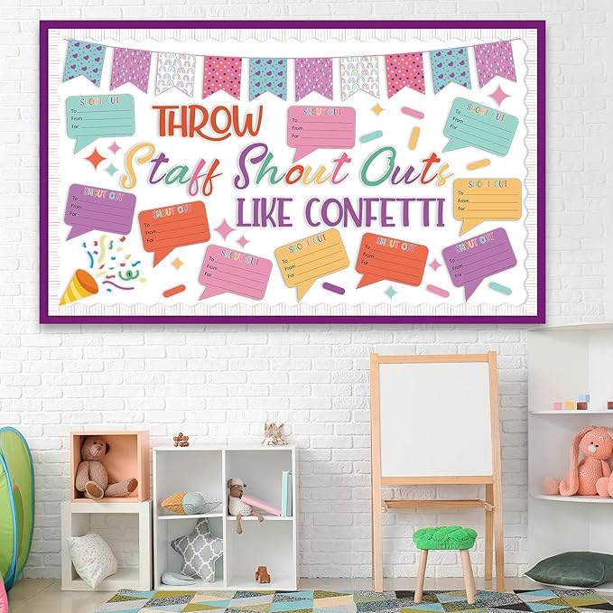 Staff Shout Out Bulletin Board Decorations Throw Staff Shout Out Like Confetti Bulletin Board Set with 20 Appreciation and Recognition DIY Craft Cutouts for School Classroom Office Wall Decor Supplies