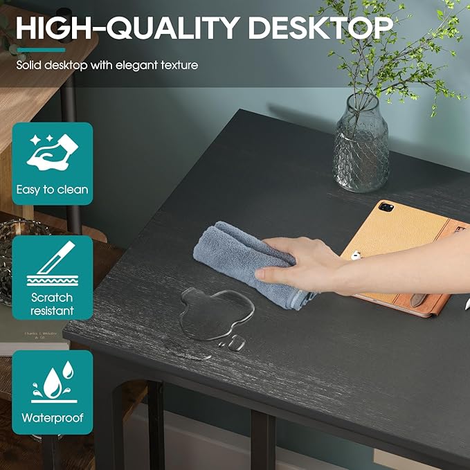 BestOffice Computer Desk,Home Office Desk, Modern Simple Style for Home Office Study Writing (Black, 39 Inch)