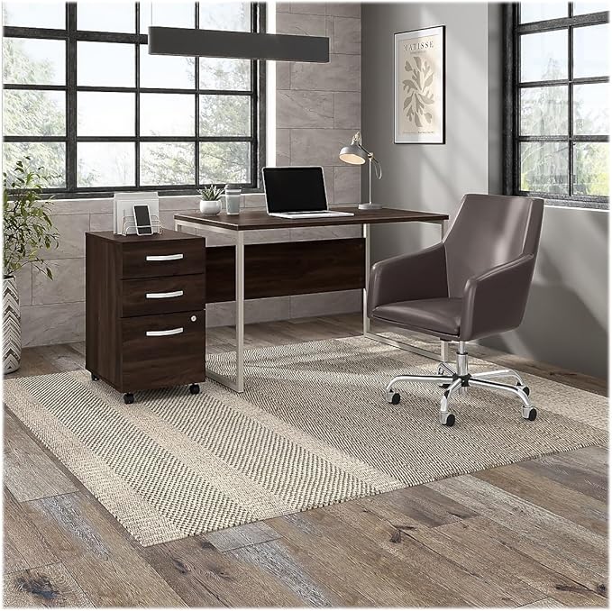 Bush Business Furniture Hybrid 3 Drawer Mobile File Cabinet-Assembled, Black Walnut
