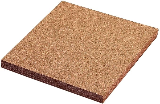 Juvale Cork Board Tiles - 12 x 12 in, 1/4 in Thick, 4-Pack Brown Square - Corkboard for Office & Bulletin Boards for Walls - Crafts, Coasters & Trivets