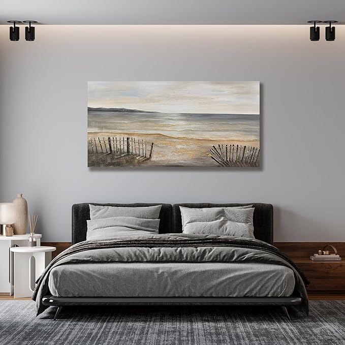 Yuaxker Ocean Canvas Wall Art Beach and Ocean Waves Canvas Painting Modern Minimalist Wall Decor for Living Room, Bedroom, Dining Room Office Artwork 24x48 inch