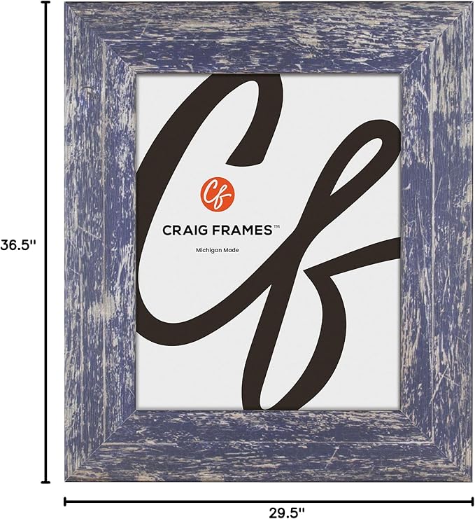 Craig Frames American Barn, 26x33 Picture Frame, Faux Barnwood, Blue