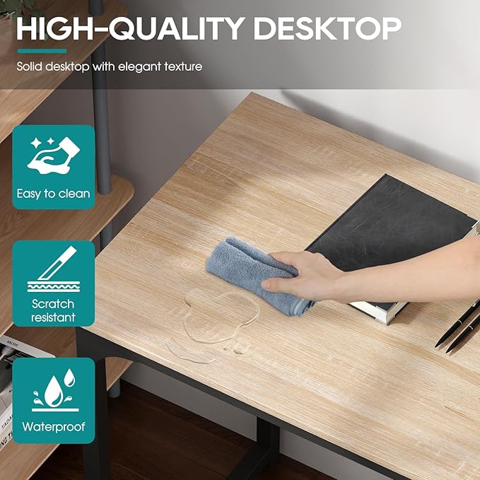 BestOffice Computer Desk,Home Office Desk, Modern Simple Style for Home Office Study Writing (Nature, 47 Inch)