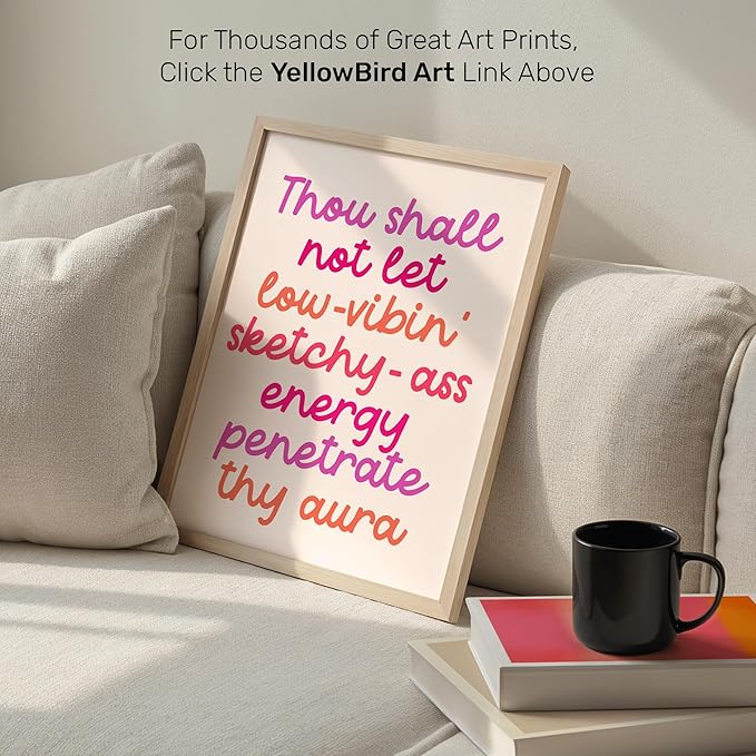 Funny Motivational Wall Art 11x14 - Positive Affirmation Quote Office Decor - Inspirational Wall Art for Women - Spiritual Protection Humor Gifts - Unframed