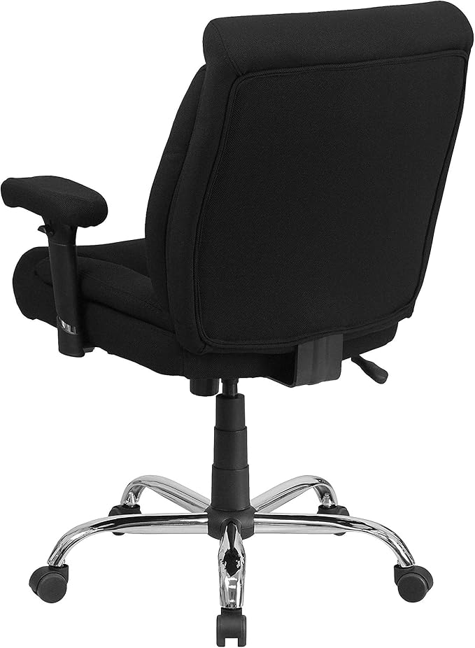Flash Furniture HERCULES Series Big & Tall 400 lb. Rated Black Fabric Deep Tufted Swivel Ergonomic Task Office Chair with Adjustable Arms
