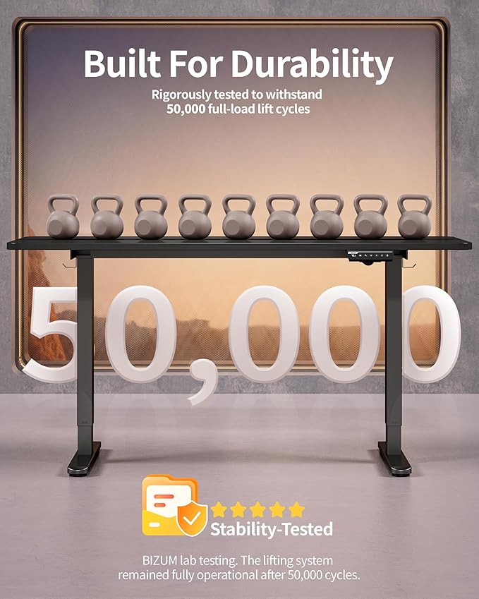 BIZUM Electric Standing Desk 60 x 24 Inch Computer Desk-Gaming Desk Black Home Office Desks Height Adjustable Memory Stand Up Computer Workstation