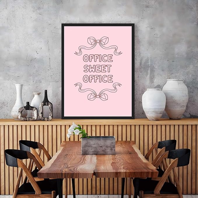 Framed Office Sweet Office Poster Canvas Print Art Modern Minimalist Aesthetic Wall Art Pictures Wall Decor Home Decor Office Apartment (black frame,16" Lx24 W)