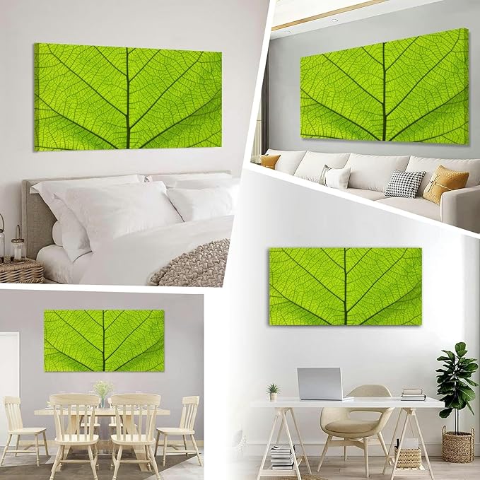 TIGTMULERLY Wall Art Frame Gallery Wall Decor Extreme close up green leaf veins Modern Canvas Prints Artwork for Living Room Bedroom Office Kitchen 48x24Inch