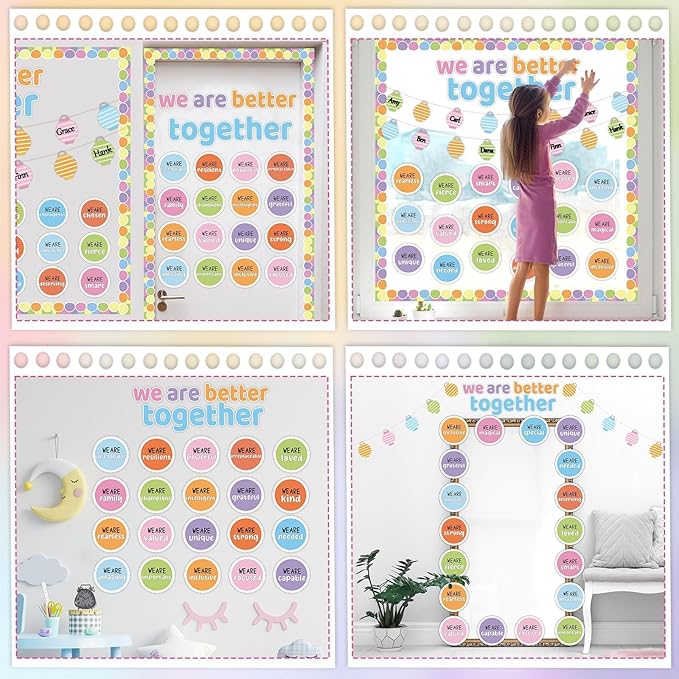 Pastel Affirmation Station Bulletin Board Set Motivational Together We are Better Bulletin Board Inspirational Positive Sayings Cutouts Classroom Decor for Back to School Decor Wall Door